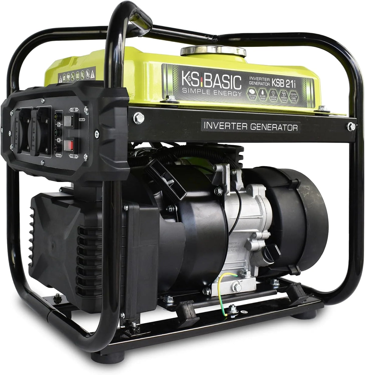 KS Basic KSB 35i - 4-takt benzine stroomgenerator, invertergenerator, 7 pk met automatische spanningsregelaar, beveiliging tegen olietekort, uitlaatgasnorm EURO V, 3500 W, 2 x 16 A (230 V) voor(Blauw)
