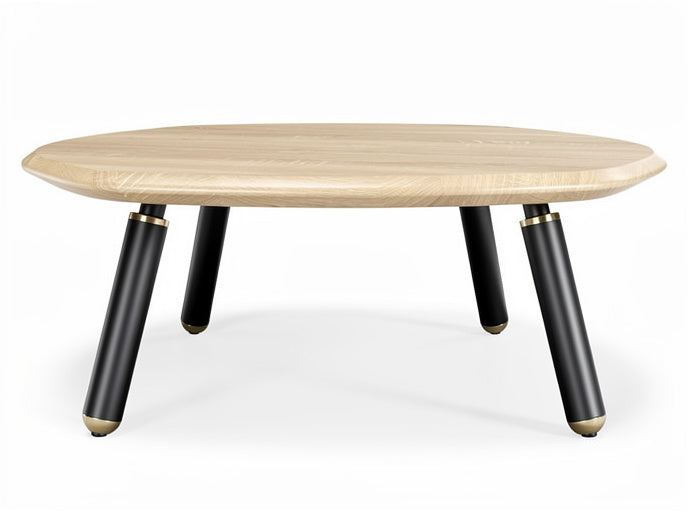 **Modern houten salontafel met zwarte poten**
