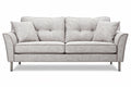 **Moderne stofbank met kussens en metalen poten**