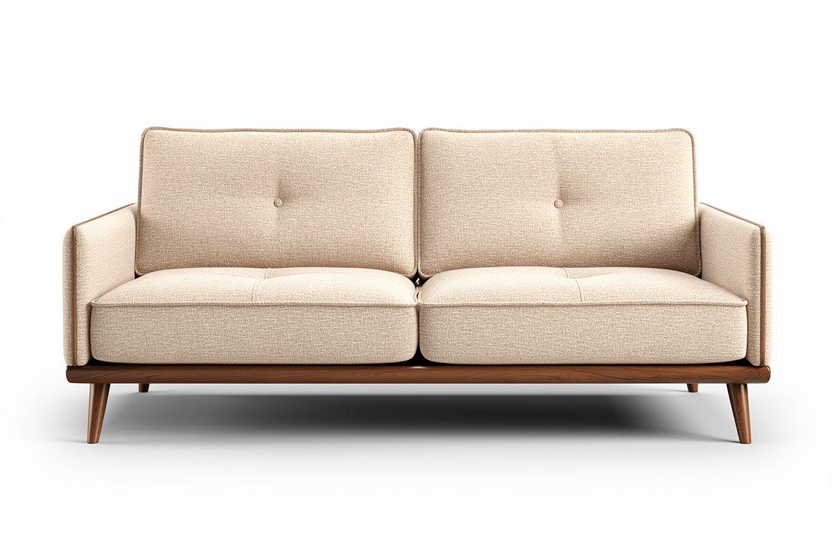 **Strak Design Sofa met Houten Poten en Stofbekleding**