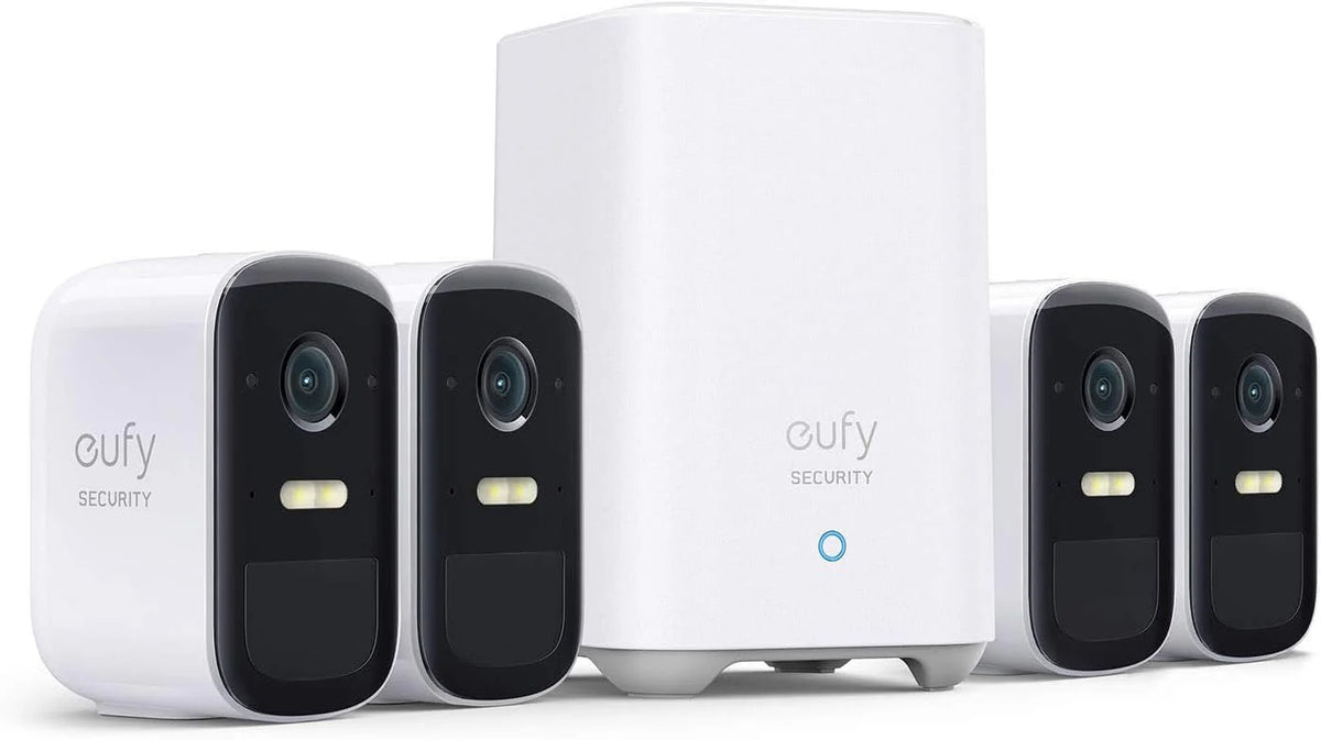 eufy Security eufyCam 2C Pro, Draadloze bewakingscamera, Beveiligingssysteem 180 dagen batterijduur, HomeKit compatibiliteit, 2K resolutie, IP67 waterbeschermingsgraad, Nachtzicht, 4-cam set