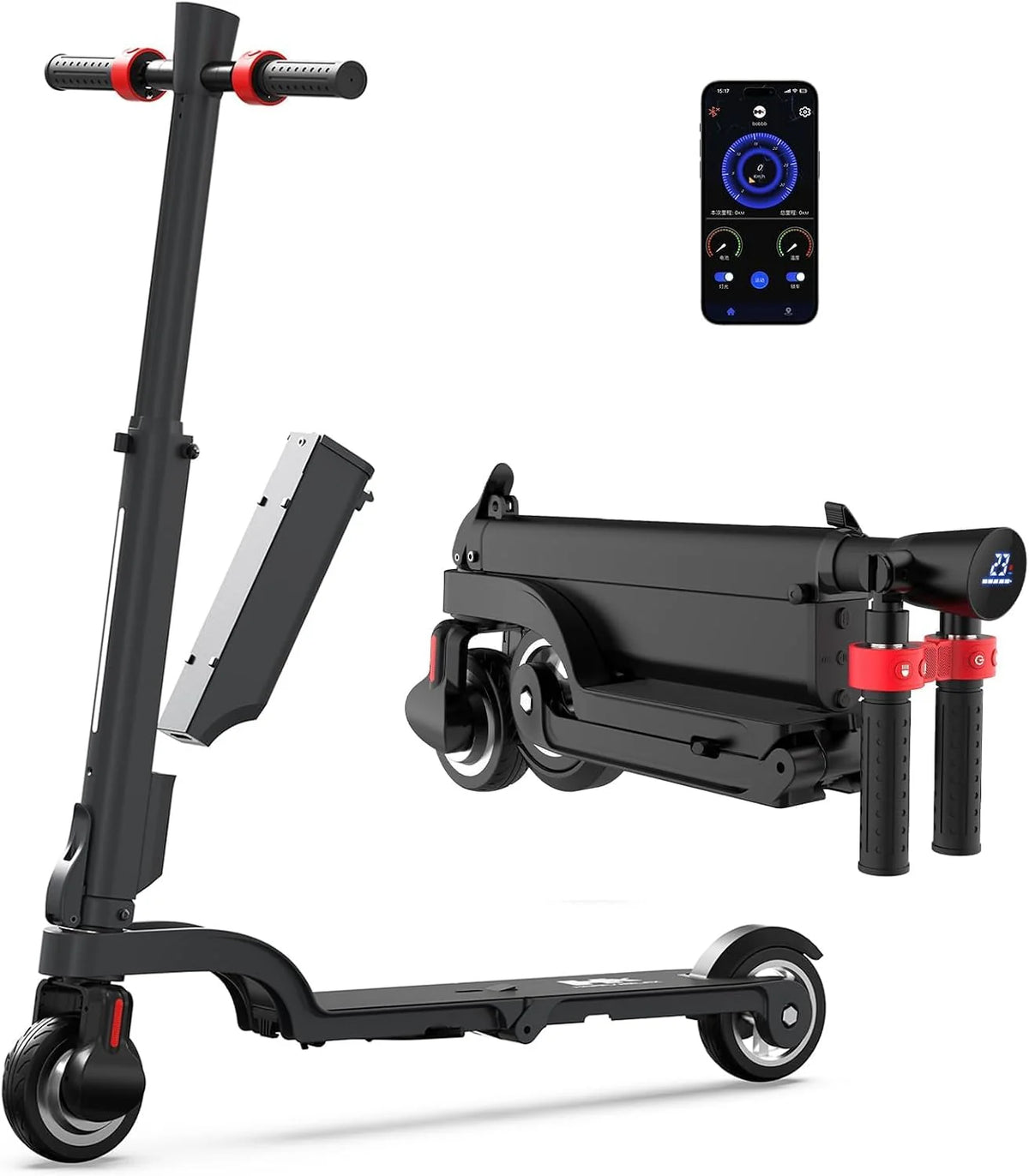 Elektrische Step voor Volwassenen met Afneembare Batterij,Elektrische scooter Adult,350W motor,25km lange afstand, maximale snelheid 25 km/u,3 snelheden,app-bediening,dubbele rem,5,5" stevige band