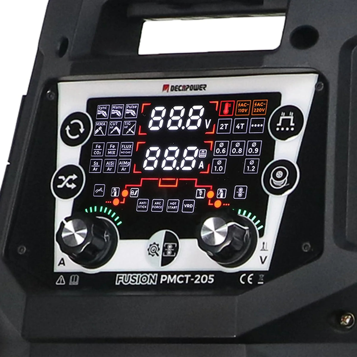 Decapower Multi Procede 200A 6-in-1 lasapparaat gevulde draad MIG MAG Pulse MMA HF TIG plasmasnijder met gas zonder gas multifunctionele lasmachine (PMCT 205 Pack 3)(FUSION PMCT205)
