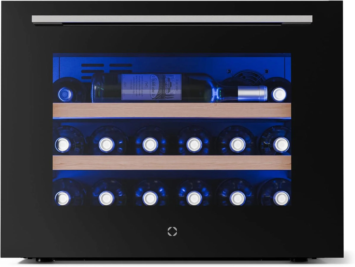 Klarstein Illuminosa Inbouwwijnkoelkast - 19 flessen, 1 zone, 5-20 °C, LED, touchbediening, UV-deur, 3 houten planken, inbouwwijnkoelkast(ingebouwd | enkele zone/19 Flaschen)