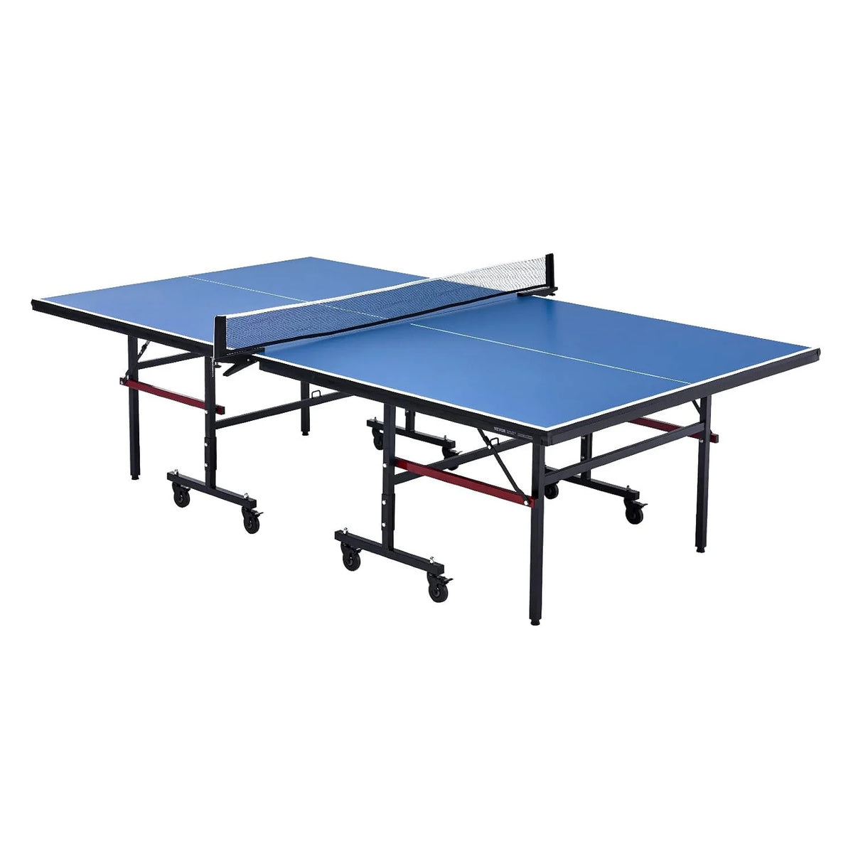 VEVOR Tafeltennistafel voor professioneel tafeltennisspel, draagbare opvouwbare tafeltennistafel van MDF, met snelspannet en vergrendelbare wielen, 18 mm platen